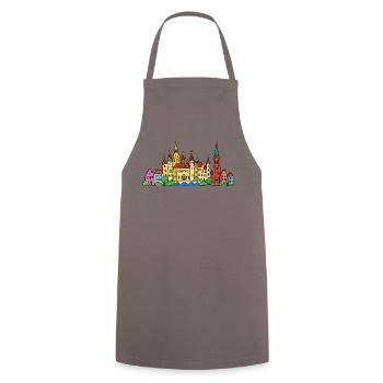 Schwerin Skyline im bunten Wachsmalstil - Kochschürze - Grau - Vorne - AI Model Male 185 dark (185cm)