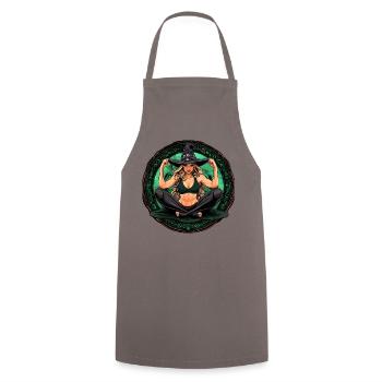 Yoga Hexe Halloween - Kochschürze - Grau - Vorne - AI Model Male 185 dark (185cm)