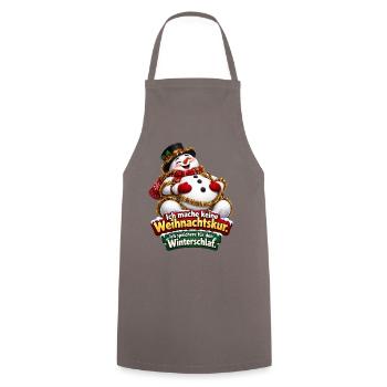 Schneemann mit Weihnachtsspruch - Kochschürze - Grau - Vorne - AI Model Male 185 dark (185cm)