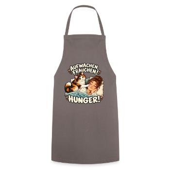 Aufwachen Frauchen Hunger Katze - Kochschürze - Grau - Vorne - AI Model Male 185 dark (185cm)
