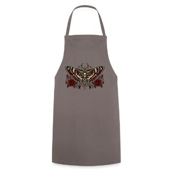 Totenkopfschwärmer Gothic Motte - Kochschürze - Grau - Vorne - AI Model Male 185 dark (185cm)