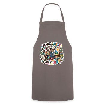 Messy Art Raccoon Studio - Kochschürze - Grau - Vorne - AI Model Male 185 dark (185cm)
