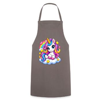 Regenbogen Unicorn auf Wolke - Kochschürze - Grau - Vorne - AI Model Male 185 dark (185cm)