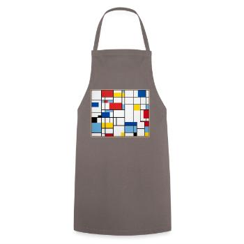 Mondrian Lines Primärfarbenspiel - Kochschürze - Grau - Vorne - AI Model Male 185 dark (185cm)