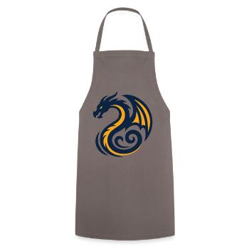 Tribal Drache Wappen Logo - Kochschürze - Grau - Vorne - AI Model Male 185 dark (185cm)