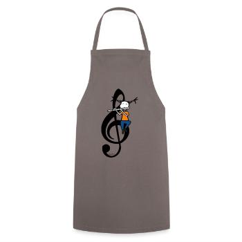 Flötenleben – T-Shirt mit Flötist mit Violinschlüssel - Kochschürze - Grau - Vorne - AI Model Male 185 dark (185cm)