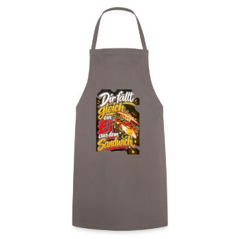 Ei fällt gleich aus dem Sandwich - Kochschürze - Grau - Vorne - AI Model Male 185 dark (185cm)