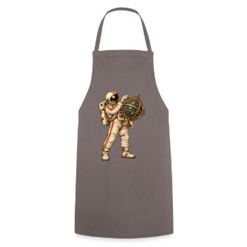 Astronaut mit goldener Himmelskugel - Kochschürze - Grau - Vorne - AI Model Male 185 dark (185cm)