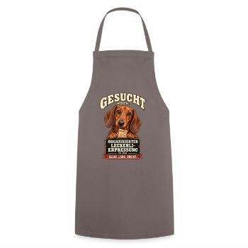 Liebevolles und humorvolles Dackel Design - Kochschürze - Grau - Vorne - AI Model Male 185 dark (185cm)