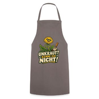 Unkraut? Kenne ich nicht – Gartencartoon - Kochschürze - Grau - Vorne - AI Model Male 185 dark (185cm)