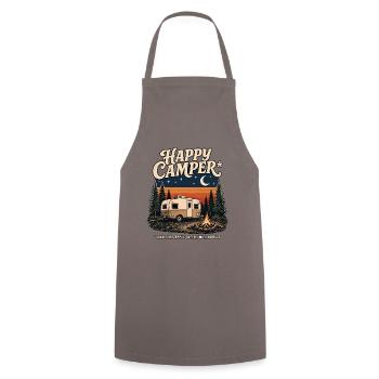Happy Camper Retro Caravan  - Kochschürze - Grau - Vorne - AI Model Male 185 dark (185cm)