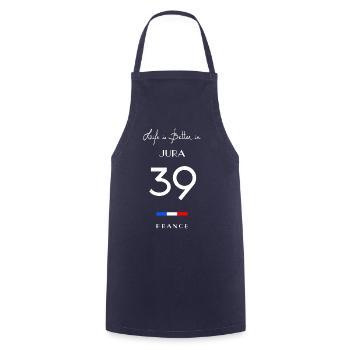 Das Leben ist besser JURA Nummer 39 Franche-Comté - Kochschürze - Navy - Vorne - AI Model Male 185 dark (185cm)