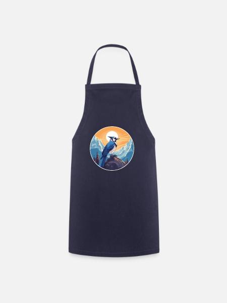 Blauer Eichelhäher Aquarell Karikatur Kawaii Haustier Tier Colo - Kochschürze - Navy