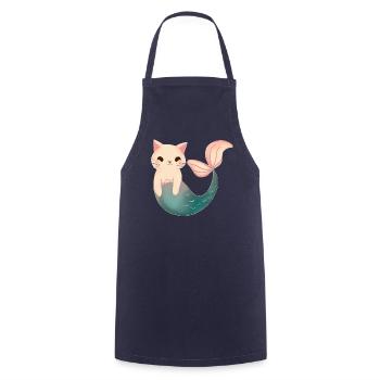 Niedliche Meerjungfrau Katze - Kochschürze - Navy - Vorne - AI Model Male 185 dark (185cm)