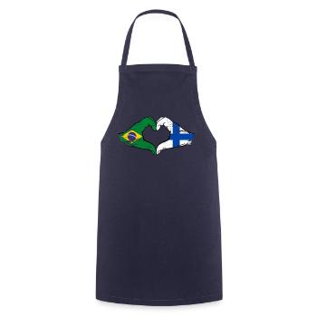 Brazil Finland Flag Hands Heart Shape Used - Cooking Apron - navy - Front - AI Model Male 185 dark (185cm)