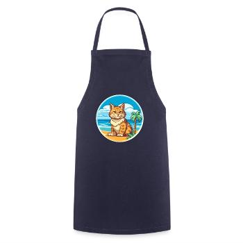 Rotluchs Aquarell Cartoon Kawaii Clipart Tier - Kochschürze - Navy - Vorne - AI Model Male 185 dark (185cm)