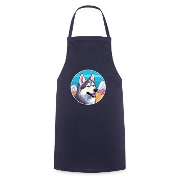 Nördliche Inuit Hunderasse Cartoon Kawaii Aquarell - Kochschürze - Navy - Vorne - AI Model Male 185 dark (185cm)