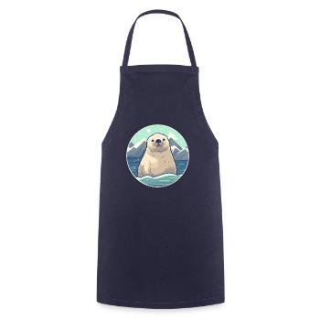 Siegel Aquarell Karikatur Kawaii Haustier Tier Bunt - Kochschürze - Navy - Vorne - AI Model Male 185 dark (185cm)
