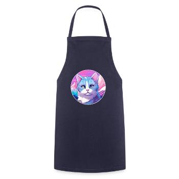 Russische blaue Katze bunte Karikatur Aquarell Illus - Kochschürze - Navy - Vorne - AI Model Male 185 dark (185cm)