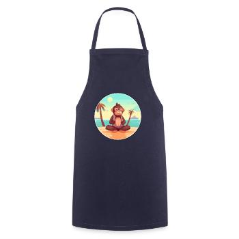 Affe-Cartoon-Yoga-Strand-Sommer-Illustration - Kochschürze - Navy - Vorne - AI Model Male 185 dark (185cm)