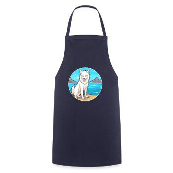 Arktischer Wolf Aquarell Cartoon Kawaii Clipart Haustier - Kochschürze - Navy - Vorne - AI Model Male 185 dark (185cm)