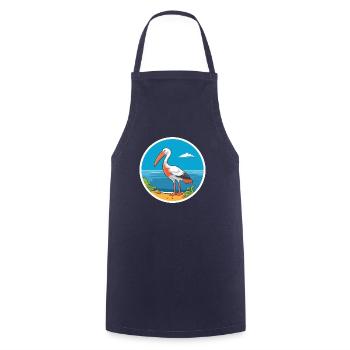 Ibis Aquarell Cartoon Kawaii Clipart Tier - Kochschürze - Navy - Vorne - AI Model Male 185 dark (185cm)