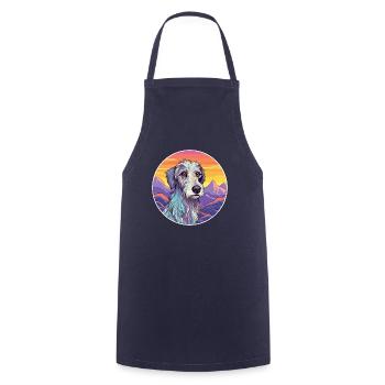 Scottish Deerhound Hunderasse Cartoon Kawaii Waterc - Kochschürze - Navy - Vorne - AI Model Male 185 dark (185cm)