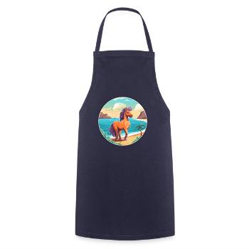 Pony Aquarell Cartoon Kawaii Clipart Tier - Kochschürze - Navy - Vorne - AI Model Male 185 dark (185cm)