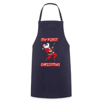 Rockin Santa Weihnachtsgitarre - Kochschürze - Navy - Vorne - AI Model Male 185 dark (185cm)