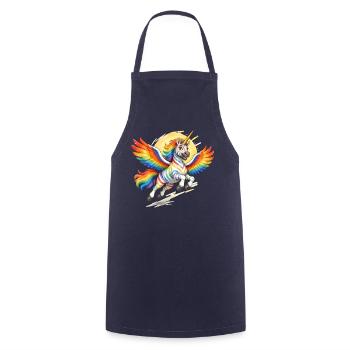 Regenbogen-Einhorn mit Flügeln - Kochschürze - Navy - Vorne - AI Model Male 185 dark (185cm)