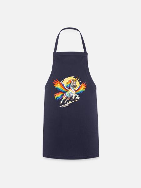 Regenbogen-Einhorn mit Flügeln - Kochschürze - Navy