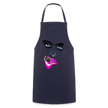 Neon Lippen Pop-Art Kuss - Kochschürze - Navy - Vorne - AI Model Male 185 dark (185cm)