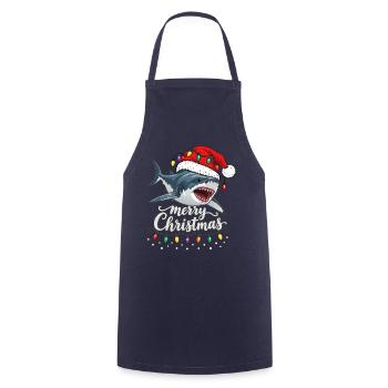 Weihnachtshai mit Lichterkette Hai - Kochschürze - Navy - Vorne - AI Model Male 185 dark (185cm)