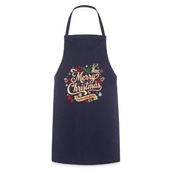 Merry Christmas Vintage Schriftzug - Kochschürze - Navy - Vorne - AI Model Male 185 dark (185cm)