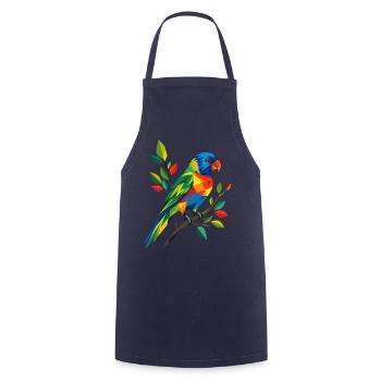 Bunter Regenbogenlori auf einem Zweig   - Kochschürze - Navy - Vorne - AI Model Male 185 dark (185cm)