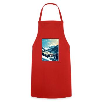 Saalbach Österreich Vintage Reiseposter Souvenir - Kochschürze - Rot - Vorne - AI Model Male 185 dark (185cm)