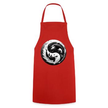 Yin and Yang Orca - Cooking Apron - red - Front - AI Model Male 185 dark (185cm)