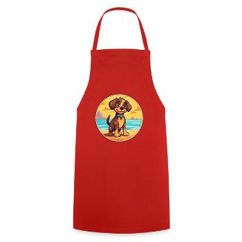 Cao De Seo Miguel Hunderasse Cartoon Kawaii - Kochschürze - Rot - Vorne - AI Model Male 185 dark (185cm)