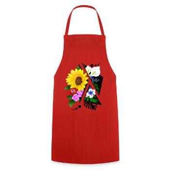 Blumen Arrangement abstrakt zerschnitten - Kochschürze - Rot - Vorne - AI Model Male 185 dark (185cm)