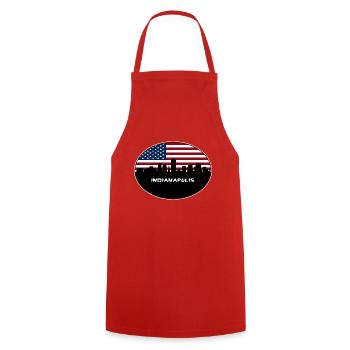 Indianapolis Indiana USA Flagge Skyline Reisen Souve - Kochschürze - Rot - Vorne - AI Model Male 185 dark (185cm)
