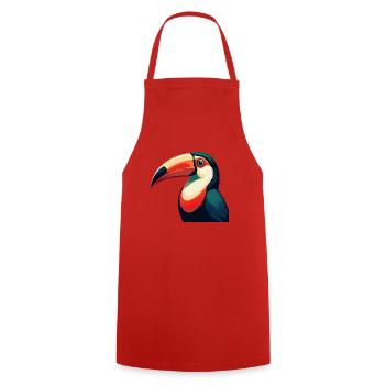 Toucan Cartoon Character Colorful Pet Animal - Cooking Apron - red - Front - AI Model Male 185 dark (185cm)