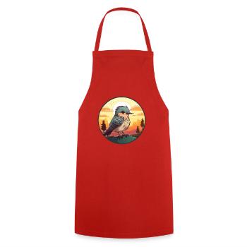 Kuckuck buntes Aquarell Cartoon Kawaii Tier - Kochschürze - Rot - Vorne - AI Model Male 185 dark (185cm)