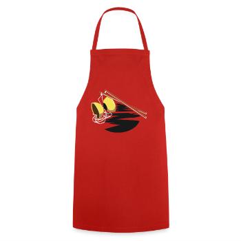 Schwungvoller Diabolo Jongleur - Kochschürze - Rot - Vorne - AI Model Male 185 dark (185cm)