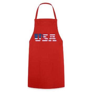 Stars & Stripes Lettermark USA - Kochschürze - Rot - Vorne - AI Model Male 185 dark (185cm)
