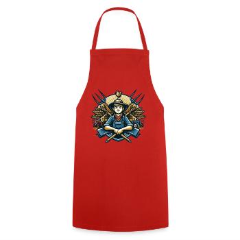 Logo du garçon du village - Tablier de cuisine - rouge - Devant - AI Model Male 185 dark (185cm)