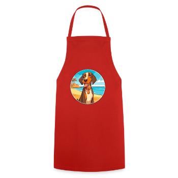 Cao De Castro Laboreiro Hunderasse Cartoon Kawaii - Kochschürze - Rot - Vorne - AI Model Male 185 dark (185cm)