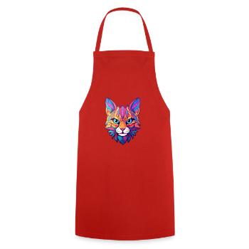 Rotluchs buntes Aquarell Karikatur Kawaii Tier - Kochschürze - Rot - Vorne - AI Model Male 185 dark (185cm)