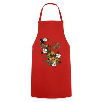 Gitarre mit Blumen und Schmetterlinge - Kochschürze - Rot - Vorne - AI Model Male 185 dark (185cm)