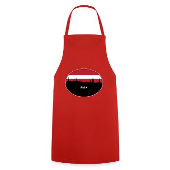 Riga Lettland Flagge Skyline Silhouette Reisen - Kochschürze - Rot - Vorne - AI Model Male 185 dark (185cm)