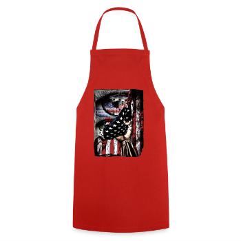 Glaubensflagge Patriotischer Ausdruck - Kochschürze - Rot - Vorne - AI Model Male 185 dark (185cm)